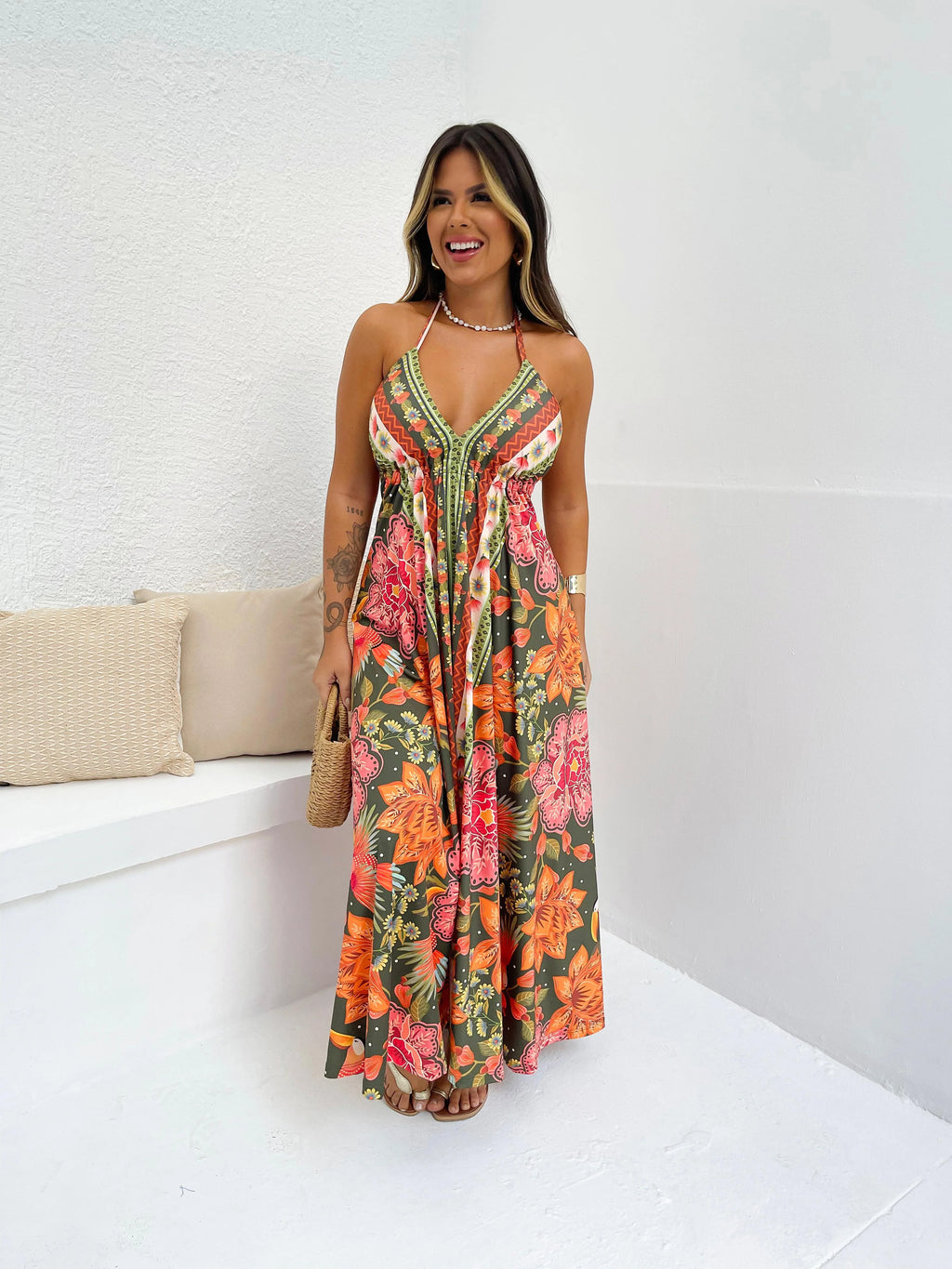 Vestido Longo Cora Jardim Tropical - Verena