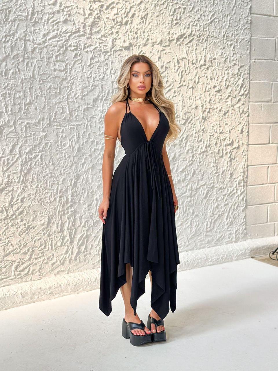Vestido Midi Milena Elegância Solta - Verena
