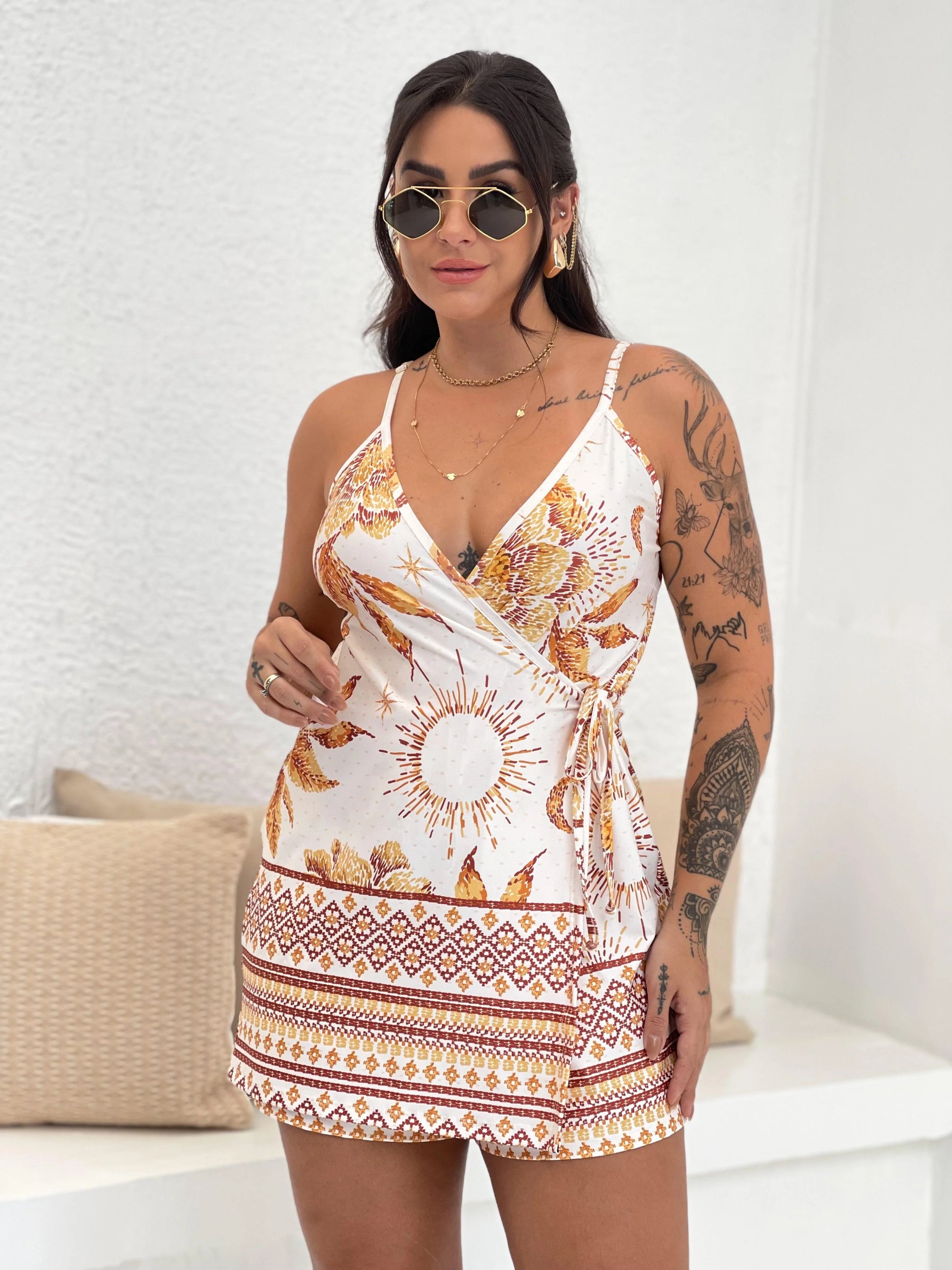 Vestido Anny Jardim Dourado - Verena