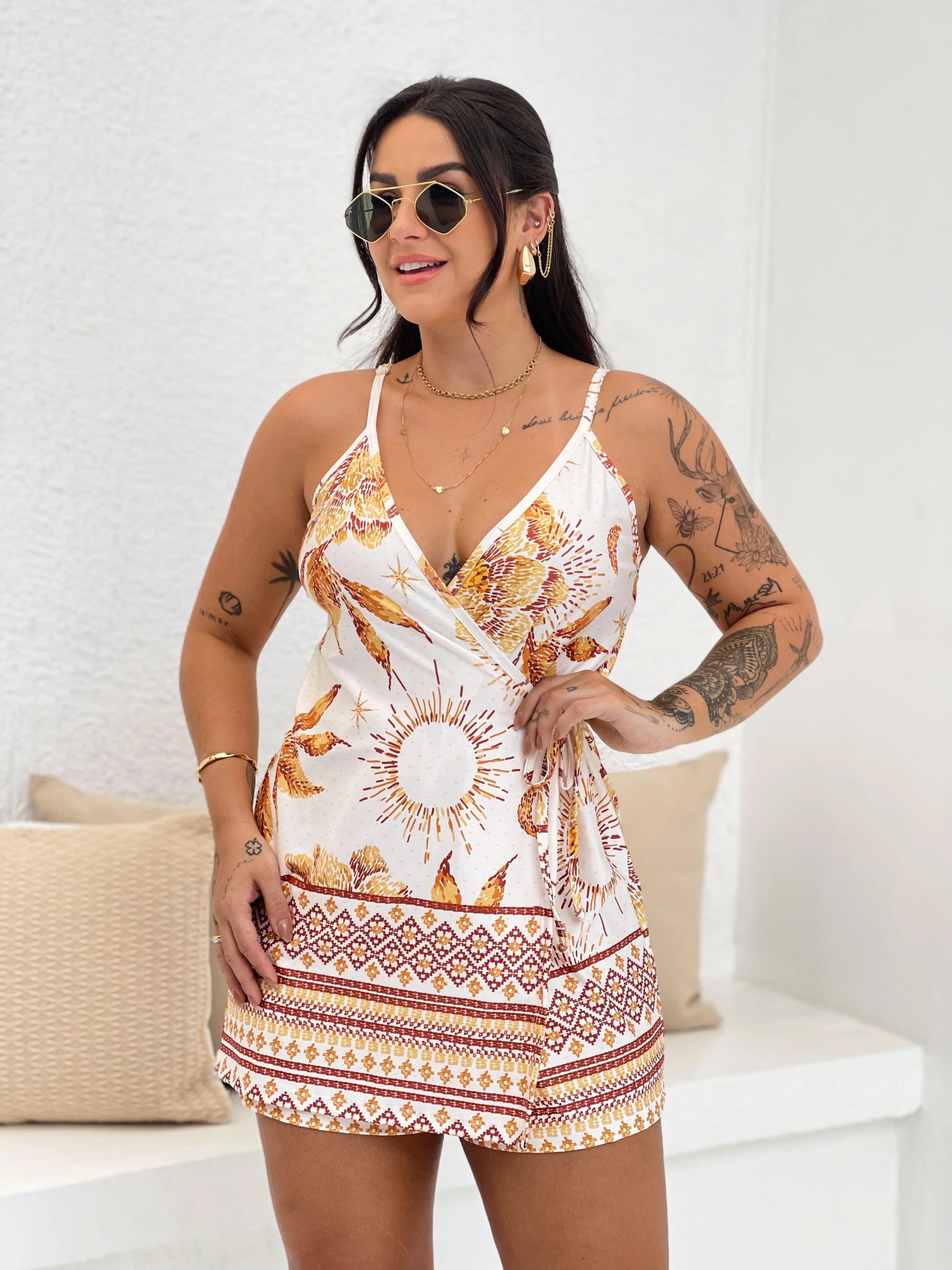 Vestido Anny Jardim Dourado - Verena